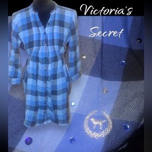 Victoria’s Secret PINK VS Blue Plaid Tunic Dress Shirt M Top